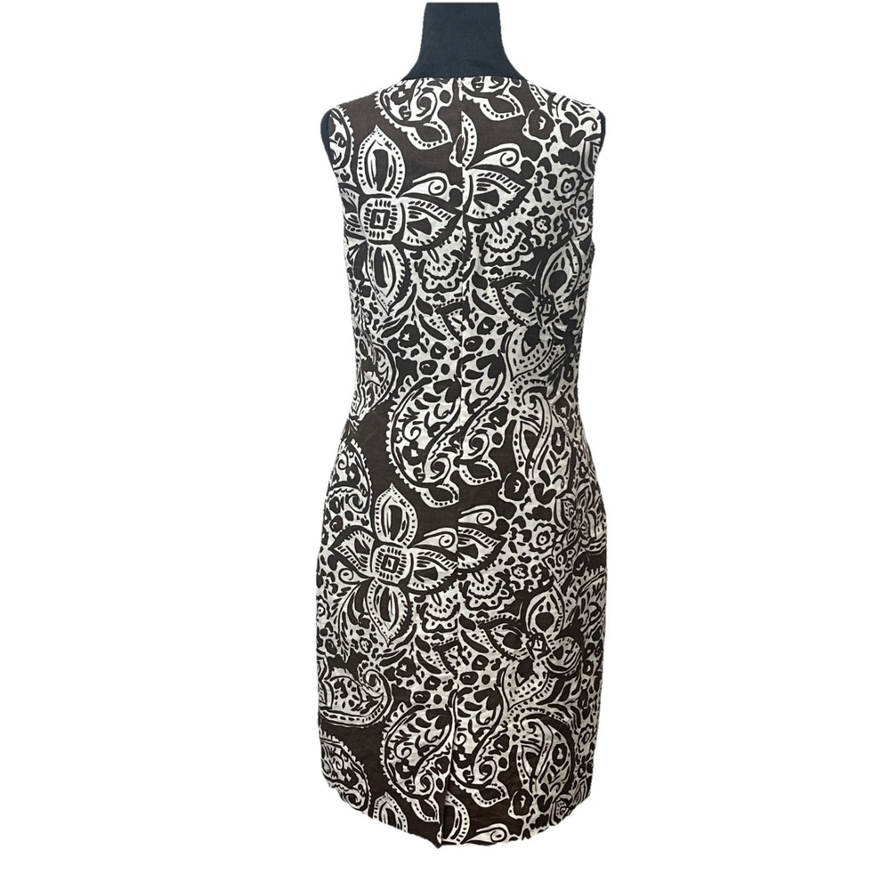 Talbots Midi Dress Women's Size 8 Paisley Sleeveless V Neck Brown White - Picture 3 of 10